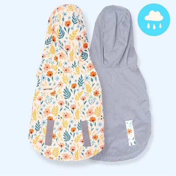 Sniff & Bark Yellow Floral Reversible Zoomies Rain Vest - Picture 1 of 2